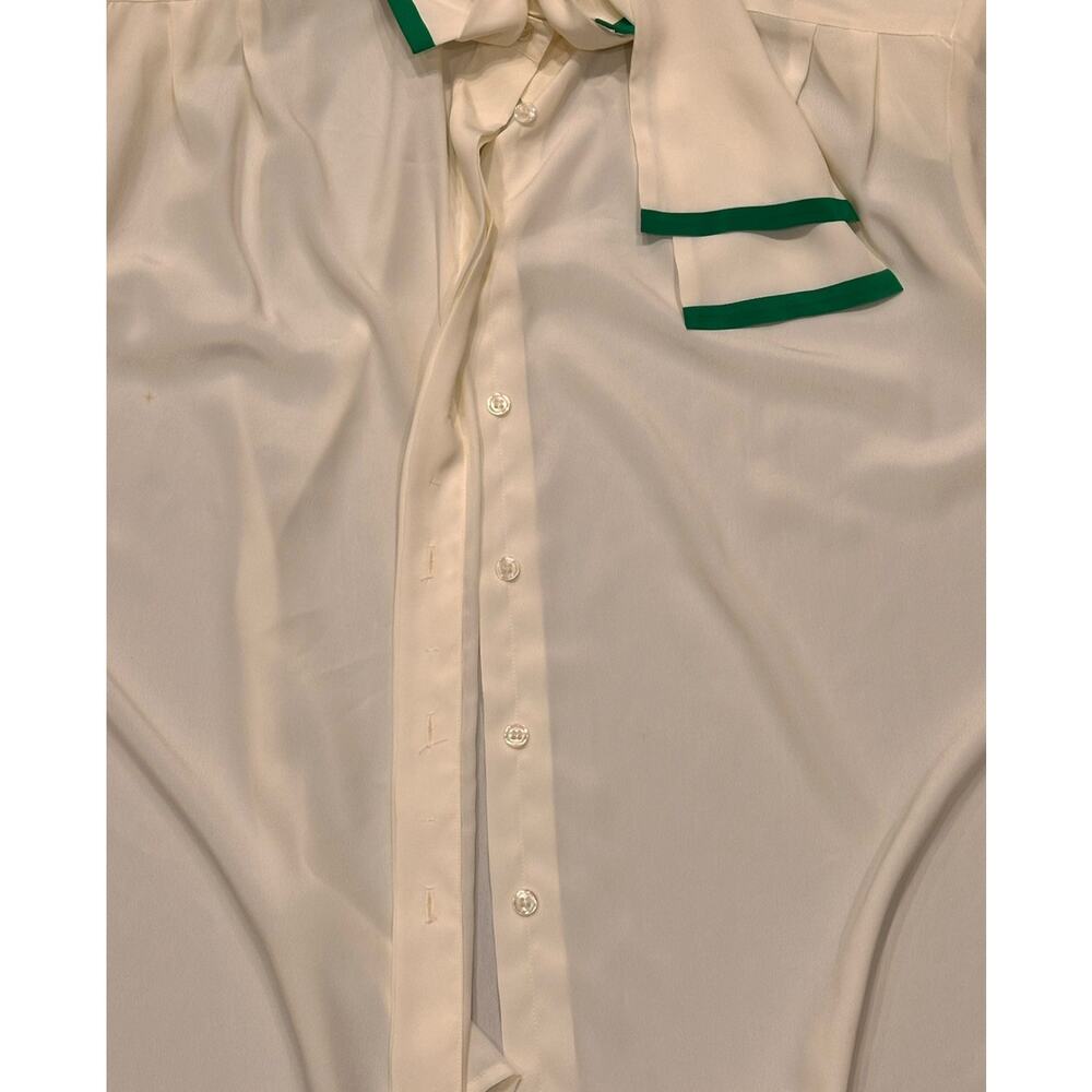Vtg Evan Picone Lord & Taylor Cream Silky Blouse Shoulder Pads Bow Sz 16 NWT - Picture 3 of 11